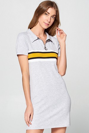 S/S Collared Zip Up Dress